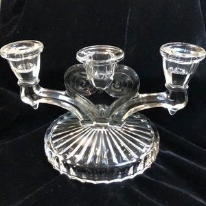 Antique Glass 3 stick Candle Holder